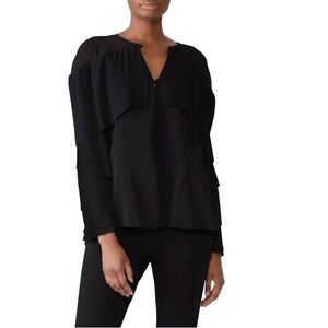 PRABAL GURUNG Black Pleated Women's Top Blouse
